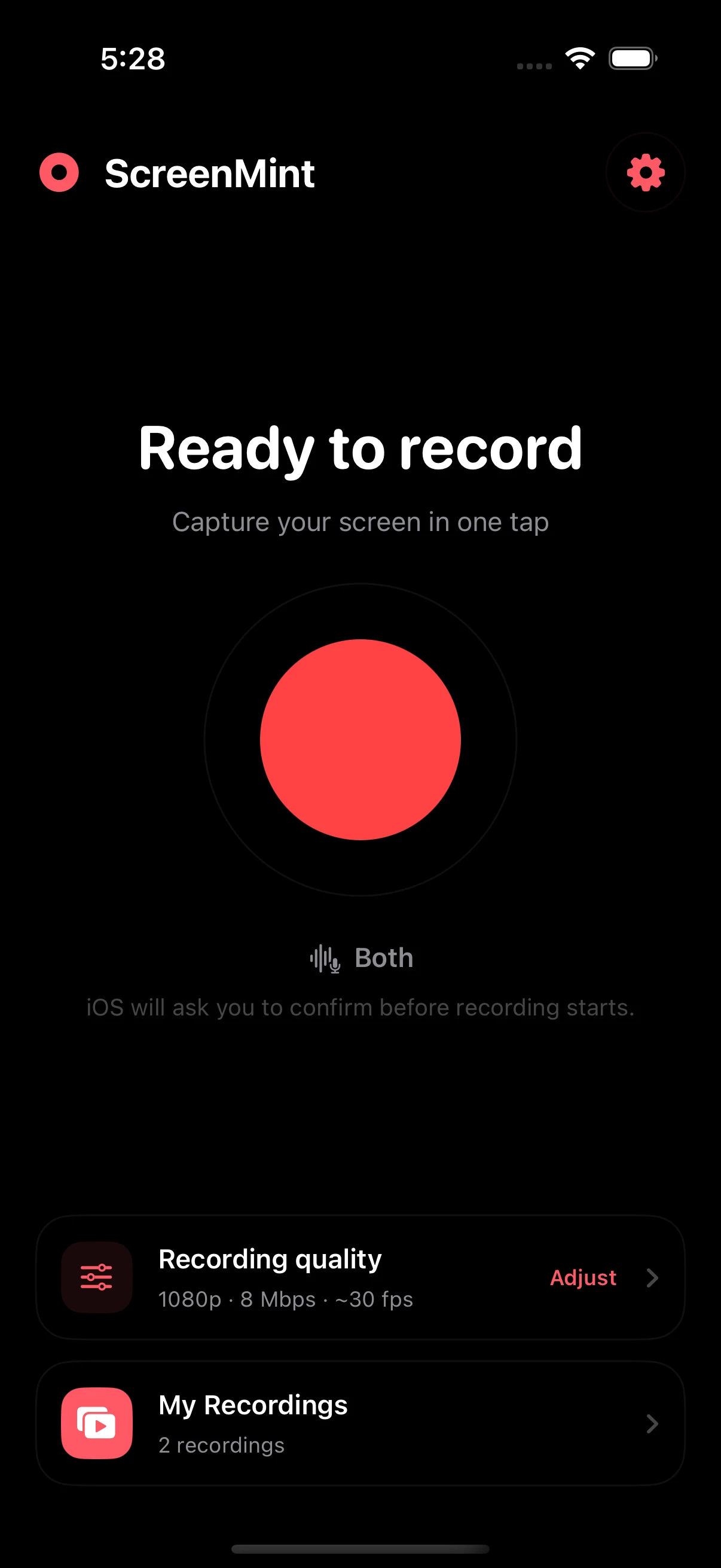 ScreenMint private screen recorder interface